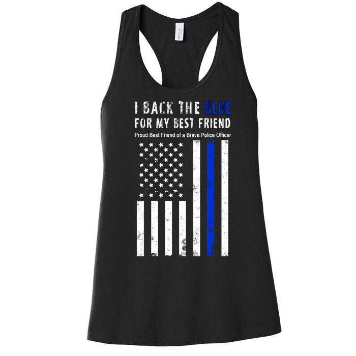 Back The Blue Best Friend Of A Police Officer Women's Racerback Tank