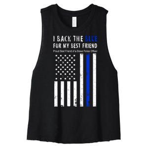 Back The Blue Best Friend Of A Police Officer Women's Racerback Cropped Tank