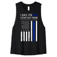 Back The Blue Best Friend Of A Police Officer Women's Racerback Cropped Tank