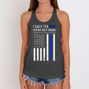 Back The Blue Best Friend Of A Police Officer Women's Knotted Racerback Tank