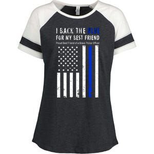 Back The Blue Best Friend Of A Police Officer Enza Ladies Jersey Colorblock Tee