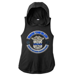 Back The Blue Police Protect And Serve Ladies PosiCharge Tri-Blend Wicking Draft Hoodie Tank