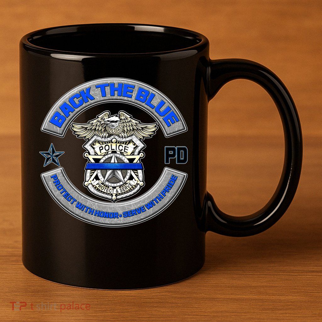 Back The Blue Police Protect And Serve 11oz C Handle Ceramic Mug