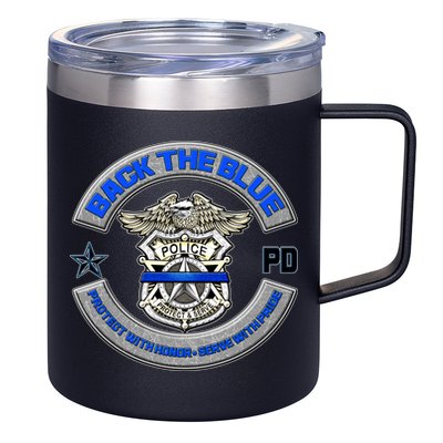 Back The Blue Police Protect And Serve 12oz Stainless Steel Coffee Mug