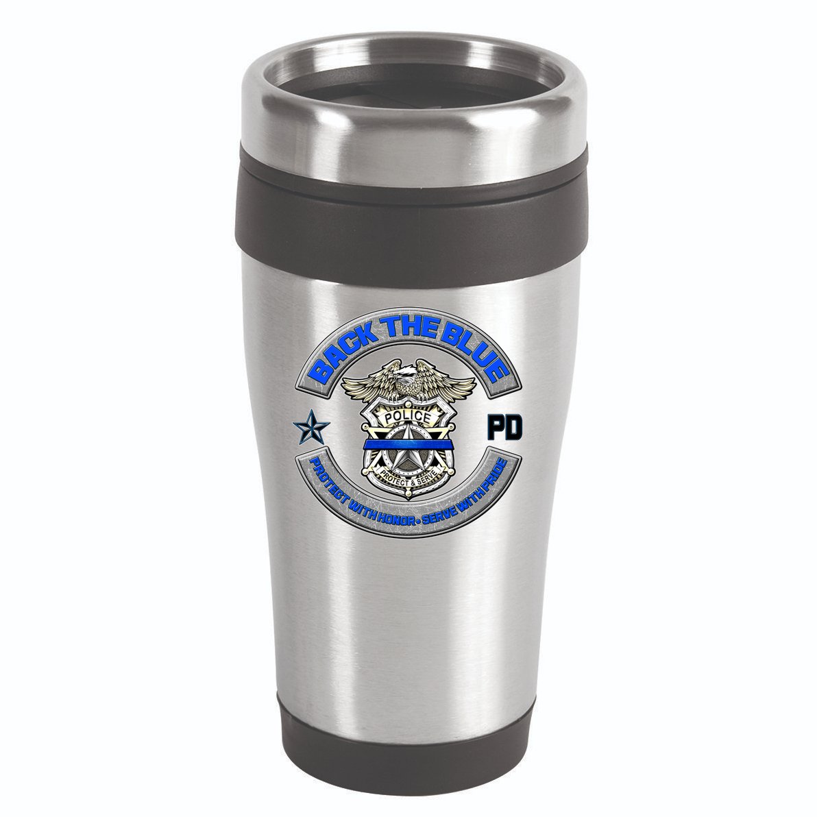 Back The Blue Police Protect And Serve 16oz Travel Tumbler