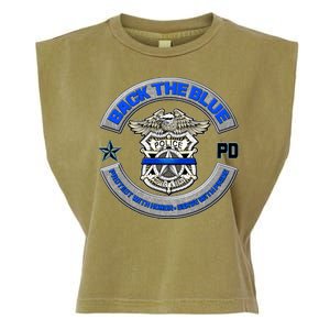 Back The Blue Police Protect And Serve Garment-Dyed Women's Muscle Tee