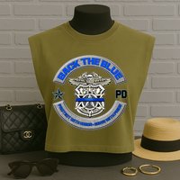 Back The Blue Police Protect And Serve Garment-Dyed Women's Muscle Tee