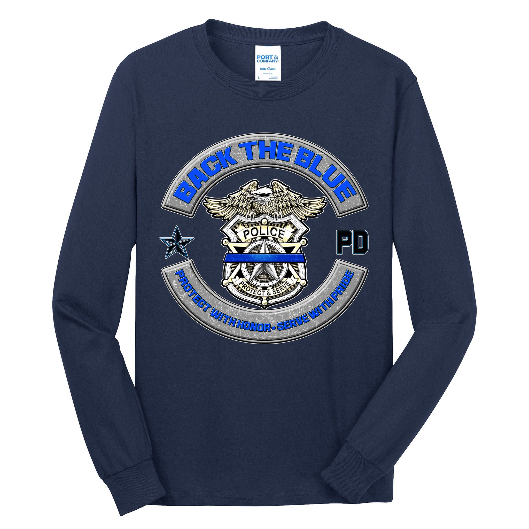 Back The Blue Police Protect And Serve Tall Long Sleeve T-Shirt