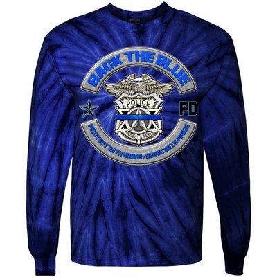 Back The Blue Police Protect And Serve Tie-Dye Long Sleeve Shirt