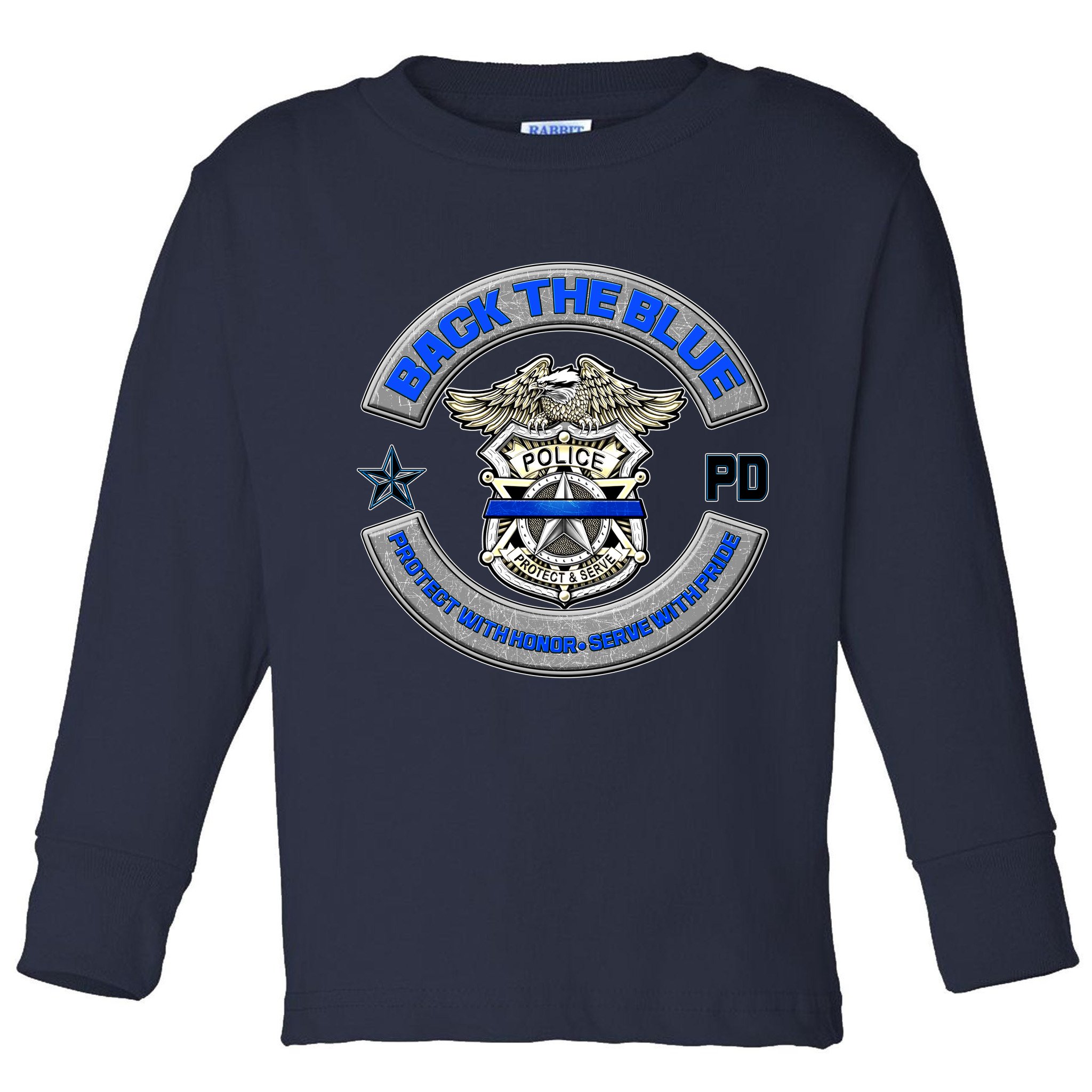Back The Blue Police Protect And Serve Toddler Long Sleeve Shirt
