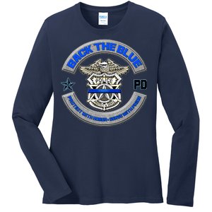 Back The Blue Police Protect And Serve Ladies Long Sleeve Shirt