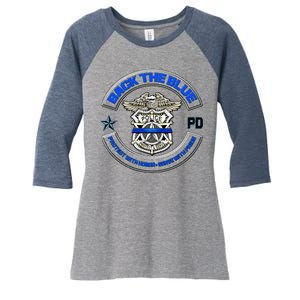 Back The Blue Police Protect And Serve Women's Tri-Blend 3/4-Sleeve Raglan Shirt