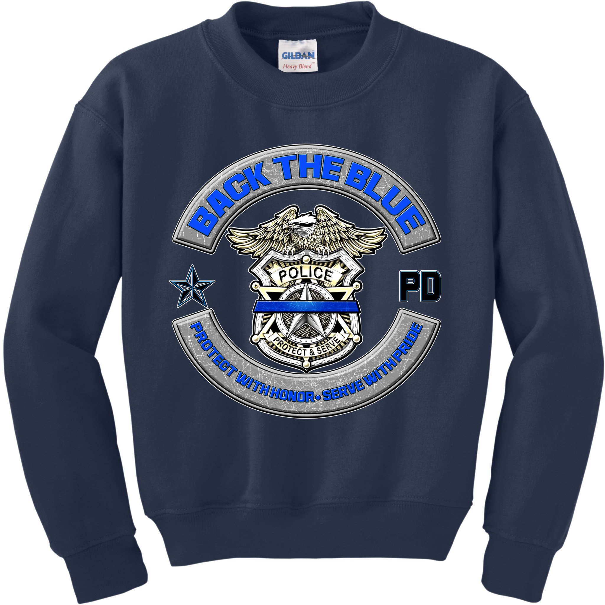 Back The Blue Police Protect And Serve Kids Sweatshirt
