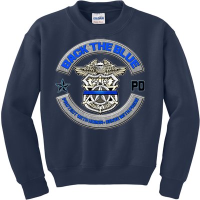 Back The Blue Police Protect And Serve Kids Sweatshirt