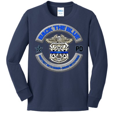 Back The Blue Police Protect And Serve Kids Long Sleeve Shirt