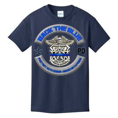 Back The Blue Police Protect And Serve Kids T-Shirt