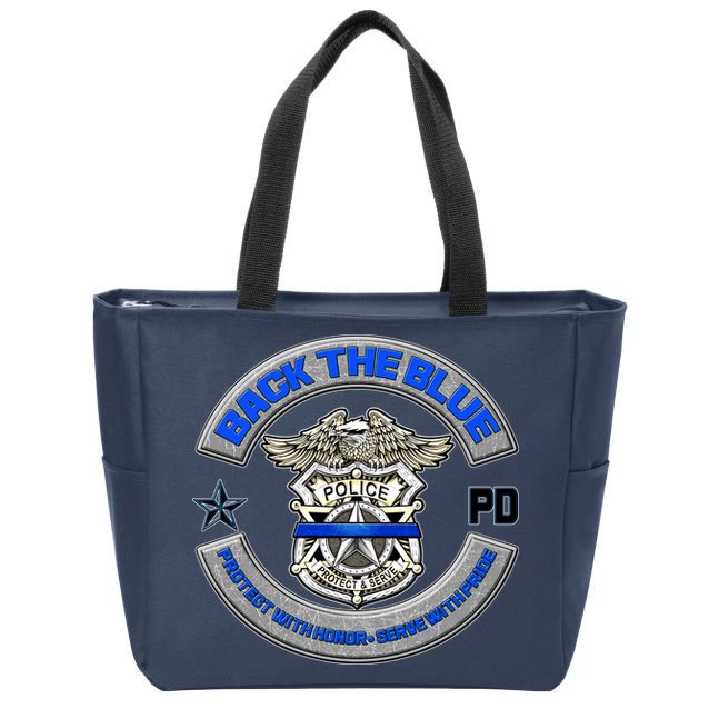 Back The Blue Police Protect And Serve Zip Tote Bag