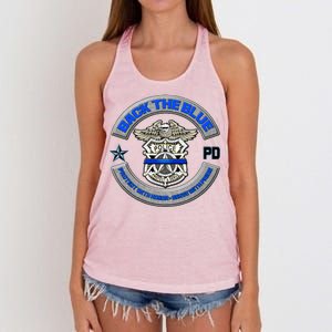 Back The Blue Police Protect And Serve Women's Knotted Racerback Tank