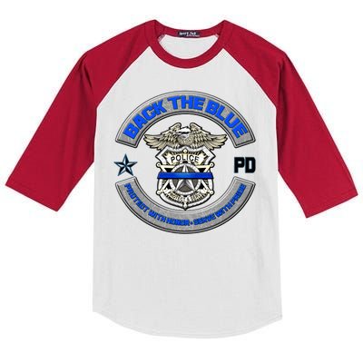 Back The Blue Police Protect And Serve Kids Colorblock Raglan Jersey