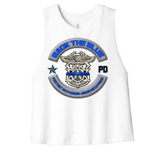 Back The Blue Police Protect And Serve Women's Racerback Cropped Tank