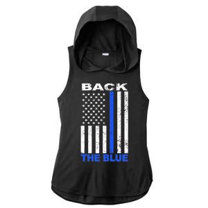 Back The Blue Support Our Police Ladies PosiCharge Tri-Blend Wicking Draft Hoodie Tank