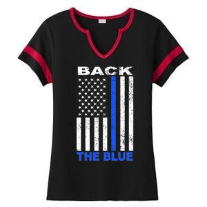 Back The Blue Support Our Police Ladies Halftime Notch Neck Tee