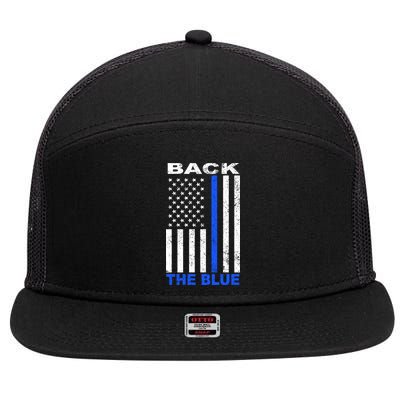 Back The Blue Support Our Police 7 Panel Mesh Trucker Snapback Hat