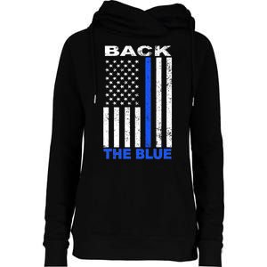 Back The Blue Support Our Police Womens Funnel Neck Pullover Hood