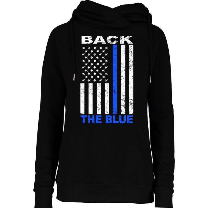 Back The Blue Support Our Police Womens Funnel Neck Pullover Hood