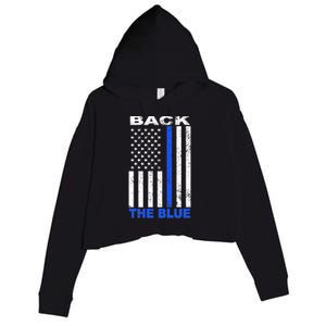 Back The Blue Support Our Police Crop Fleece Hoodie