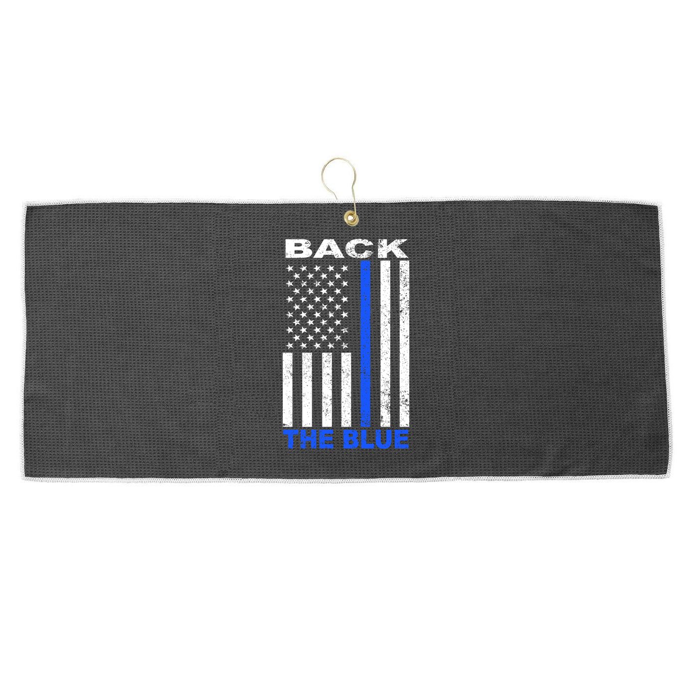 Back The Blue Support Our Police Large Microfiber Waffle Golf Towel