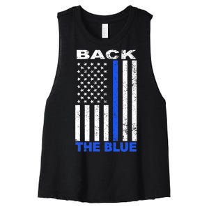 Back The Blue Support Our Police Women's Racerback Cropped Tank