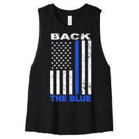 Back The Blue Support Our Police Women's Racerback Cropped Tank