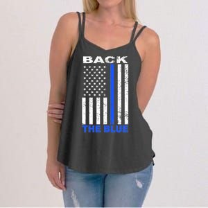 Back The Blue Support Our Police Women's Strappy Tank