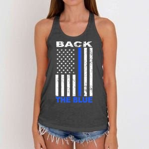 Back The Blue Support Our Police Women's Knotted Racerback Tank