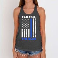 Back The Blue Support Our Police Women's Knotted Racerback Tank