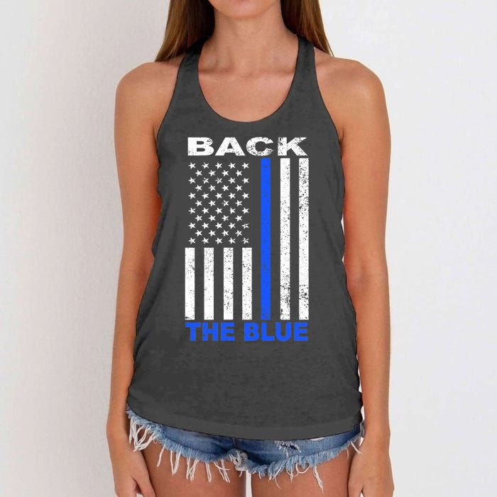 Back The Blue Support Our Police Women's Knotted Racerback Tank