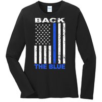 Back The Blue Support Our Police Ladies Long Sleeve Shirt