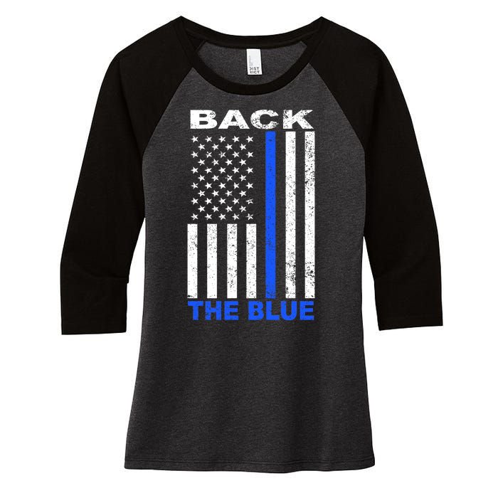 Back The Blue Support Our Police Women's Tri-Blend 3/4-Sleeve Raglan Shirt