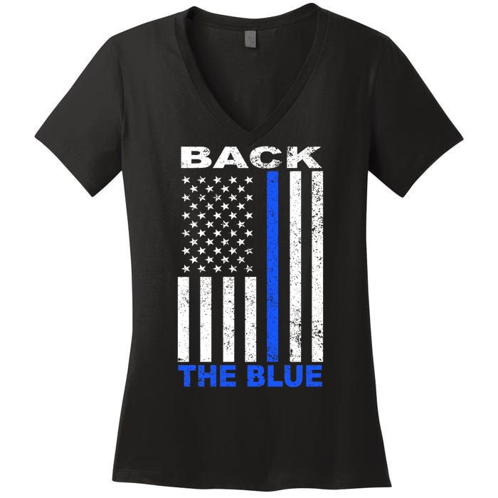 Back The Blue Support Our Police Women's V-Neck T-Shirt