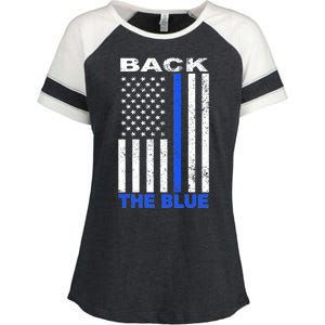 Back The Blue Support Our Police Enza Ladies Jersey Colorblock Tee