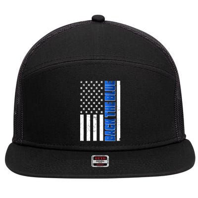 Back The Blue Thin Blue Line US Flag 7 Panel Mesh Trucker Snapback Hat