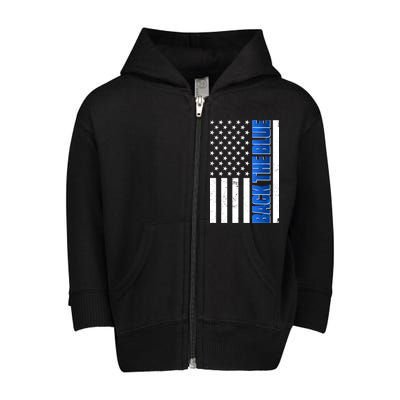 Back The Blue Thin Blue Line US Flag Toddler Zip Fleece Hoodie