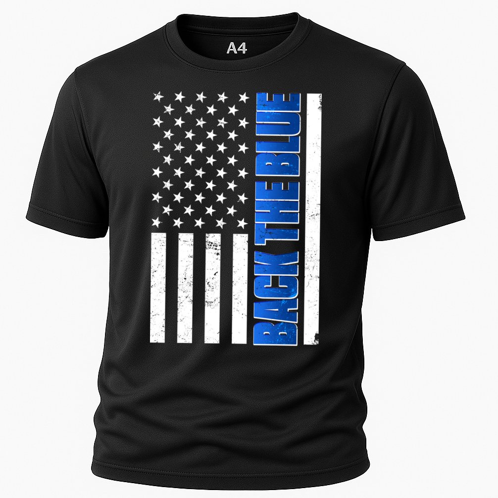 Back The Blue Thin Blue Line US Flag Cooling Performance Crew T-Shirt