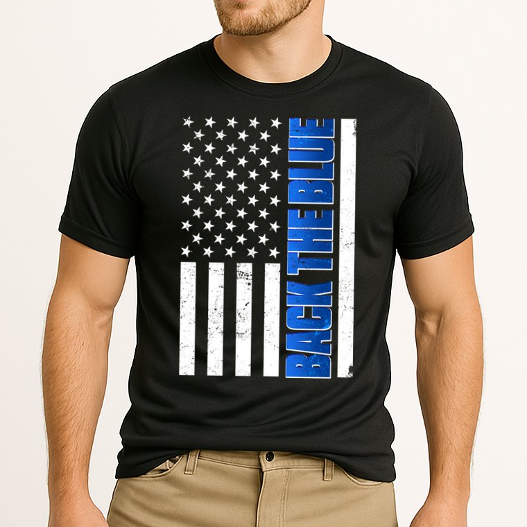 Back The Blue Thin Blue Line US Flag Cooling Performance Crew T-Shirt