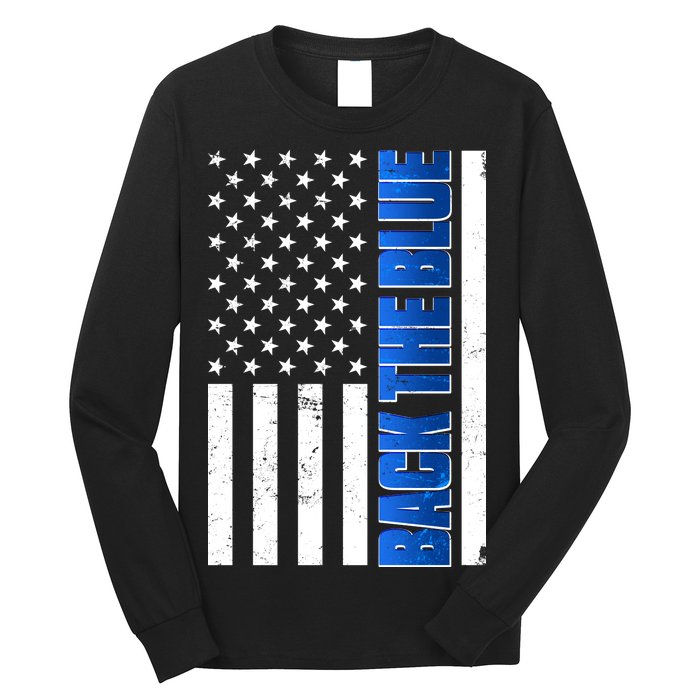 Back The Blue Thin Blue Line US Flag Long Sleeve Shirt