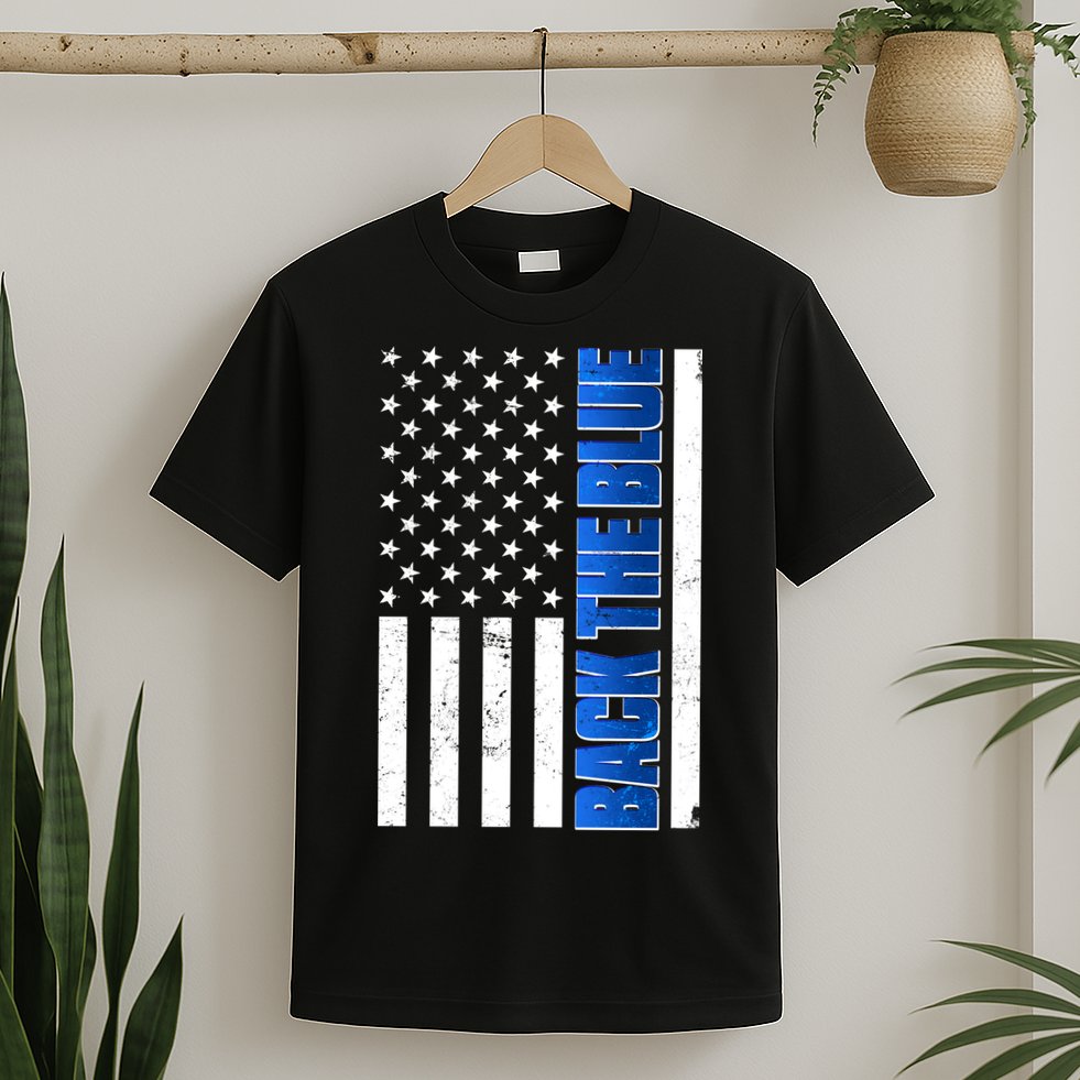 Back The Blue Thin Blue Line US Flag T-Shirt