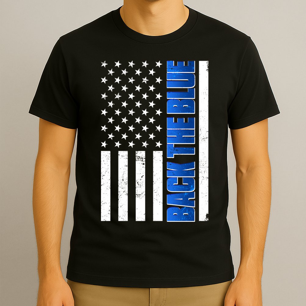 Back The Blue Thin Blue Line US Flag T-Shirt