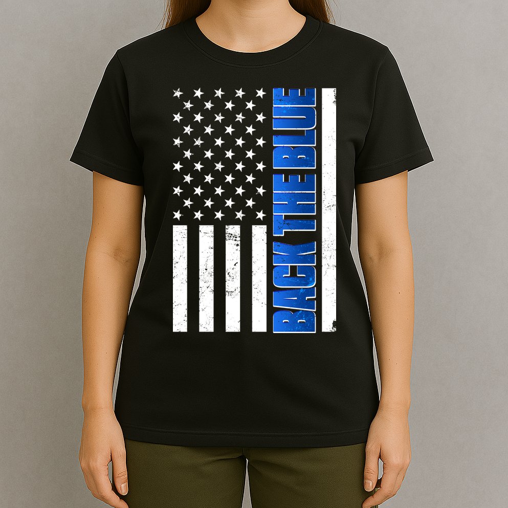 Back The Blue Thin Blue Line US Flag T-Shirt