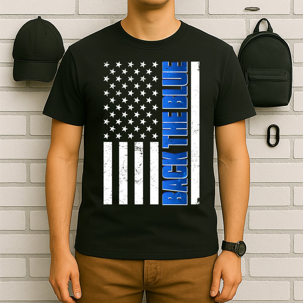 Back The Blue Thin Blue Line US Flag T-Shirt